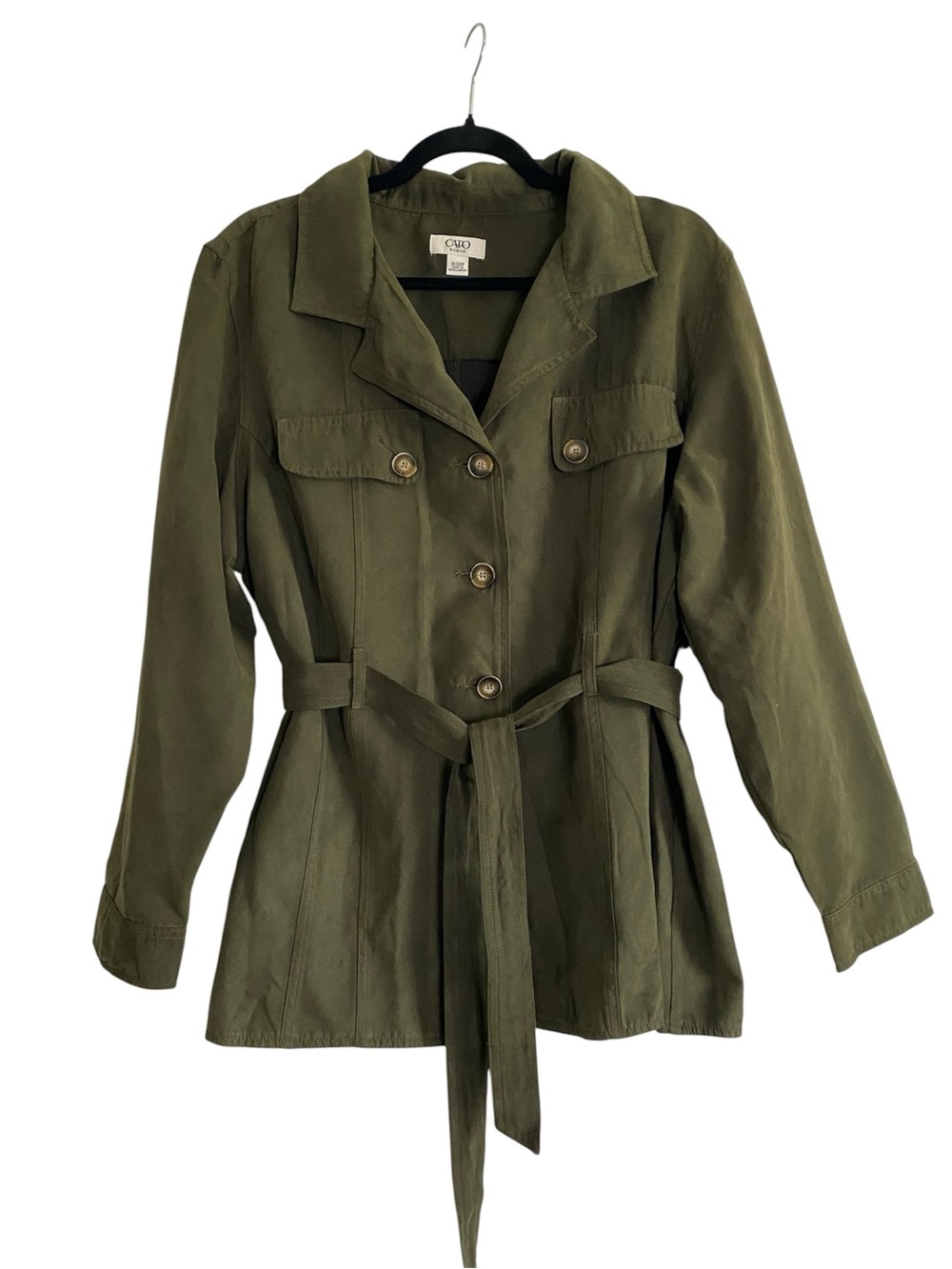 Cato Woman Olive Belted Utility Jacket Trench Coat 18/20W